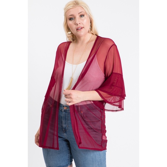 Sheer Burgundy Cardigan - Picture 2 of 4